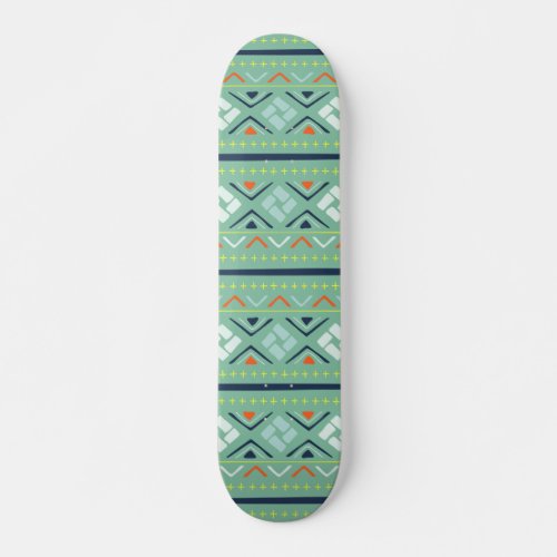 Modern Geometric Tribal Green Blue Pattern Skateboard