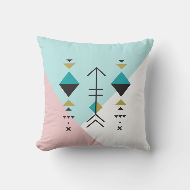 Modern geometric tribal totem design 2 throw pillow (Front)