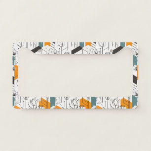 Modern Geometric Tulip Line Art Pattern License Plate Frame