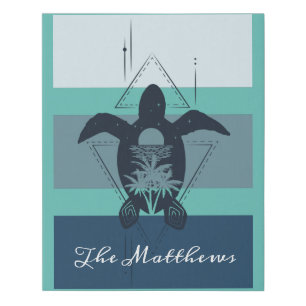 Modern Geometric Turtle Personalized Faux Canvas Print
