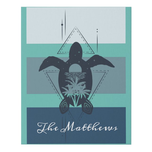 Modern Geometric Turtle Personalized Faux Canvas Print (Front)