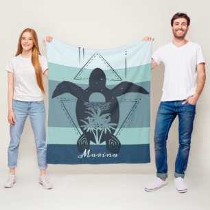 Modern Geometric Turtle Personalized Fleece Blanket