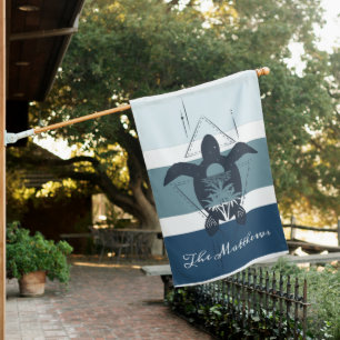 Modern Geometric Turtle Personalized House Flag