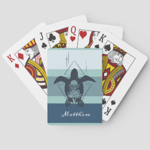 Modern Geometric Turtle Personalized Poker Cards