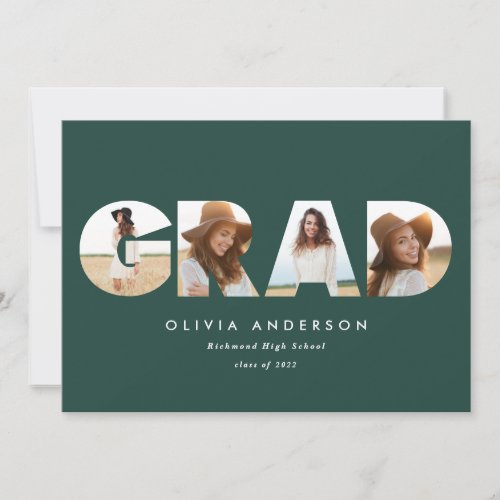 Modern geometric typography multi photo graduation announcement