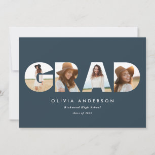 Modern geometric typography multi photo graduation announcement