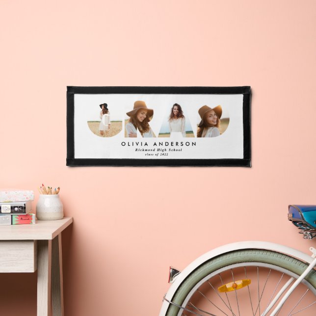 Modern geometric typography multi photo graduation pennant (Insitu 2)