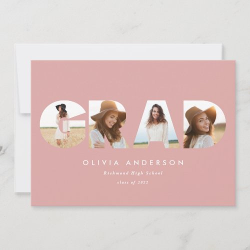 Modern geometric typography multi photo pink girly announcement