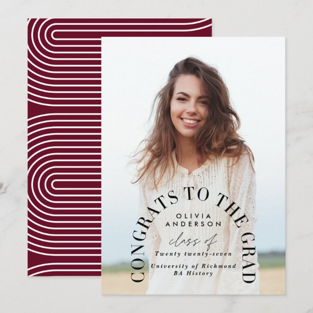 Modern geometric typography photo arch graduation (Front/Back)