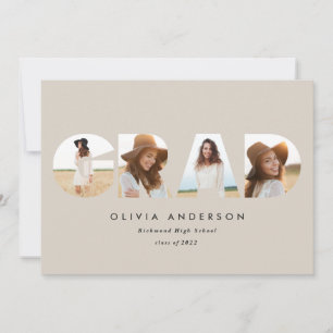 Modern geometric typography photo arch graduation announcement