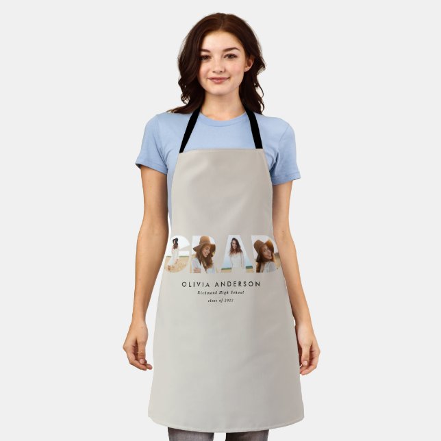 Modern geometric typography photo arch graduation apron (Worn)