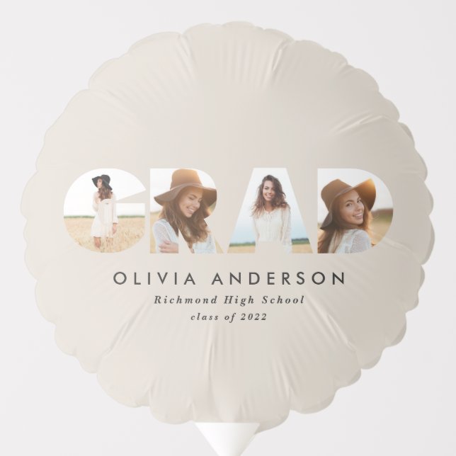 Modern geometric typography photo arch graduation balloon (Front)