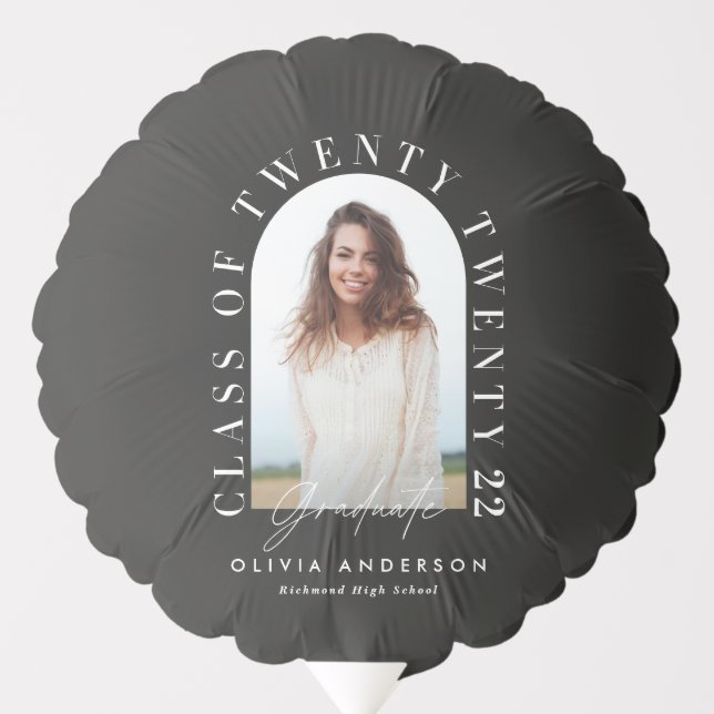 Modern geometric typography photo arch graduation balloon (Front)