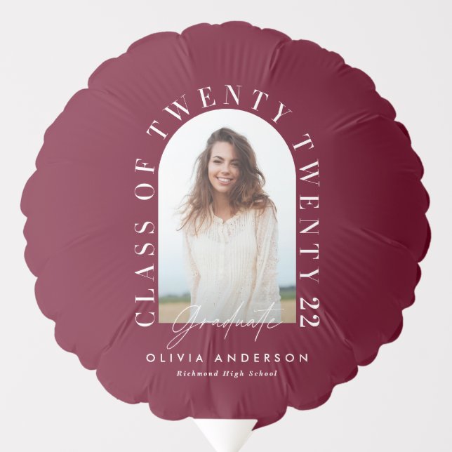 Modern geometric typography photo arch graduation balloon (Front)