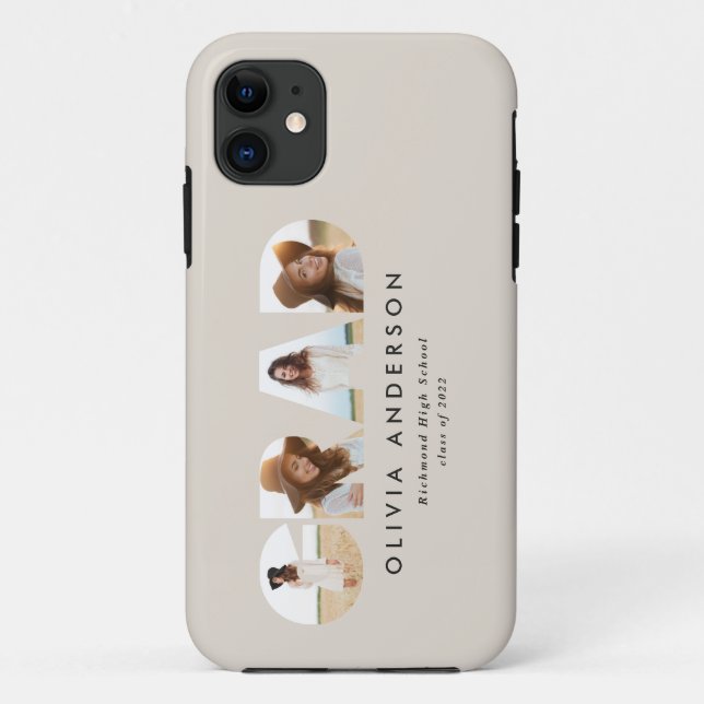 Modern geometric typography photo arch graduation Case-Mate iPhone case (Back)