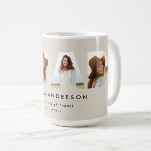 Modern geometric typography photo arch graduation coffee mug