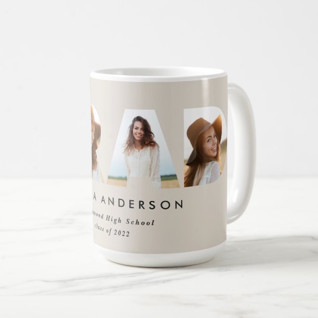 Modern geometric typography photo arch graduation coffee mug (Front Right)