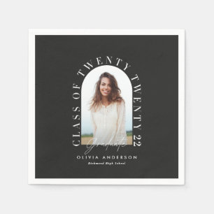 Modern geometric typography photo arch graduation napkins