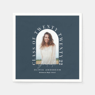 Modern geometric typography photo arch graduation napkins
