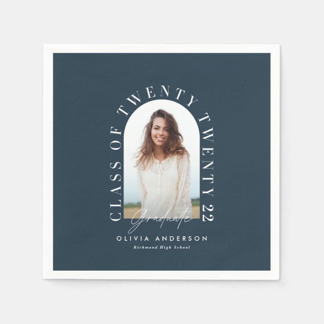 Modern geometric typography photo arch graduation  napkins (Front)