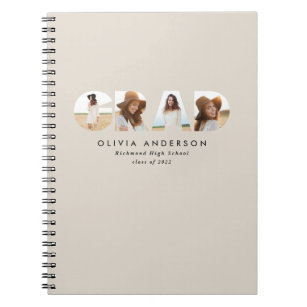 Modern geometric typography photo arch graduation notebook