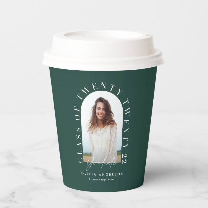 Modern geometric typography photo arch graduation paper cups | Zazzle.com