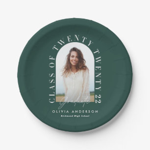 Modern geometric typography photo arch graduation paper plates