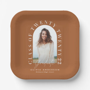 Modern geometric typography photo arch graduation  paper plates
