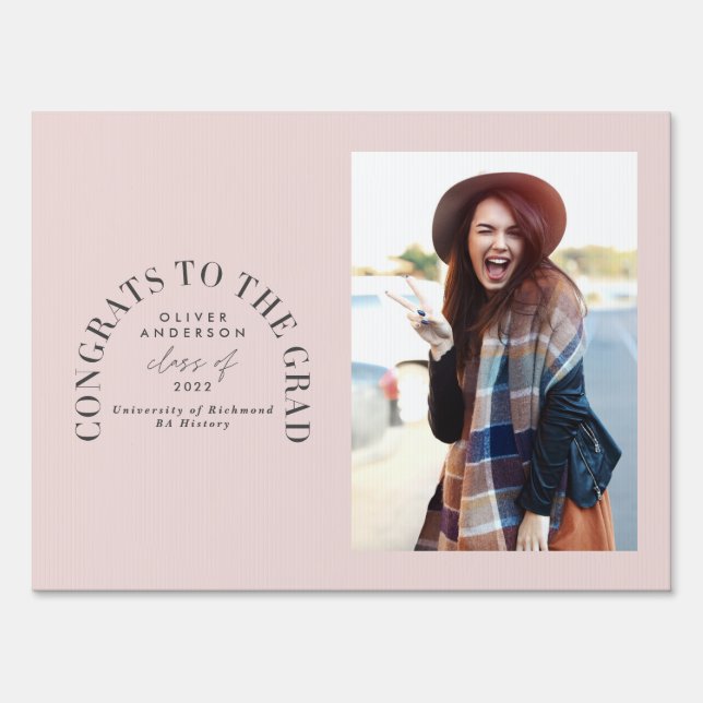 Modern geometric typography photo arch graduation  sign (Front)