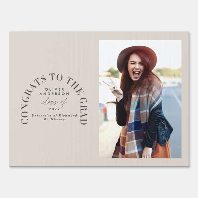 Modern geometric typography photo arch graduation  sign (Front)