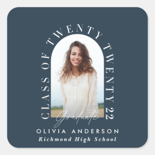 Modern geometric typography photo arch graduation square sticker