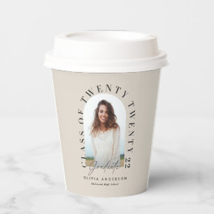 Modern geometric typography photo arch paper cups