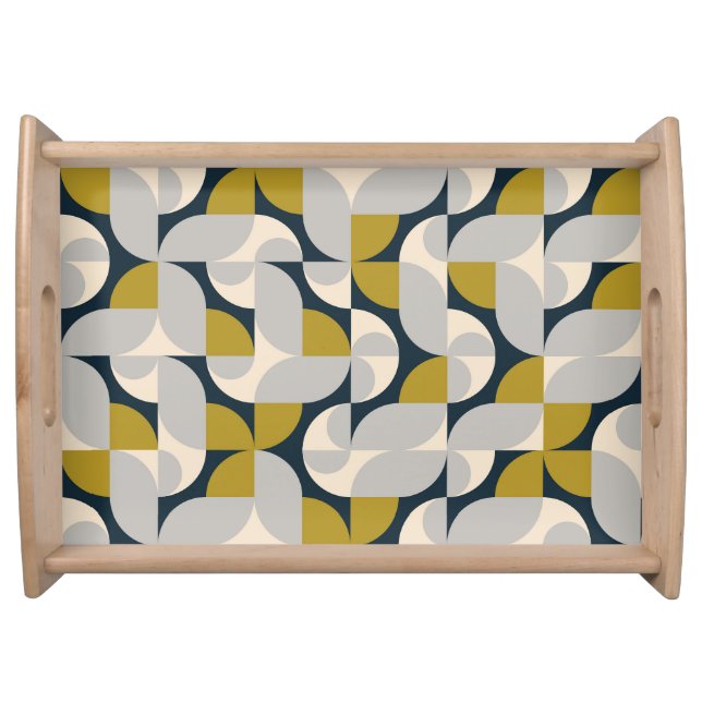 Modern Geometric Vintage Retro Background Serving Tray (Front)