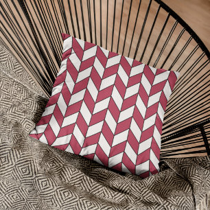 Modern Geometric Viva Magenta Herringbone Chevron Throw Pillow