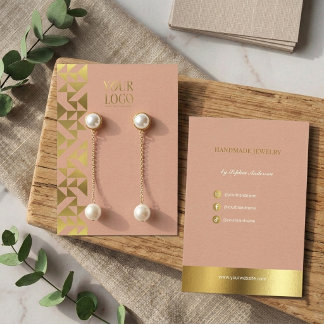 Modern Geometric Warm Blush Pink Earring Display Business Card