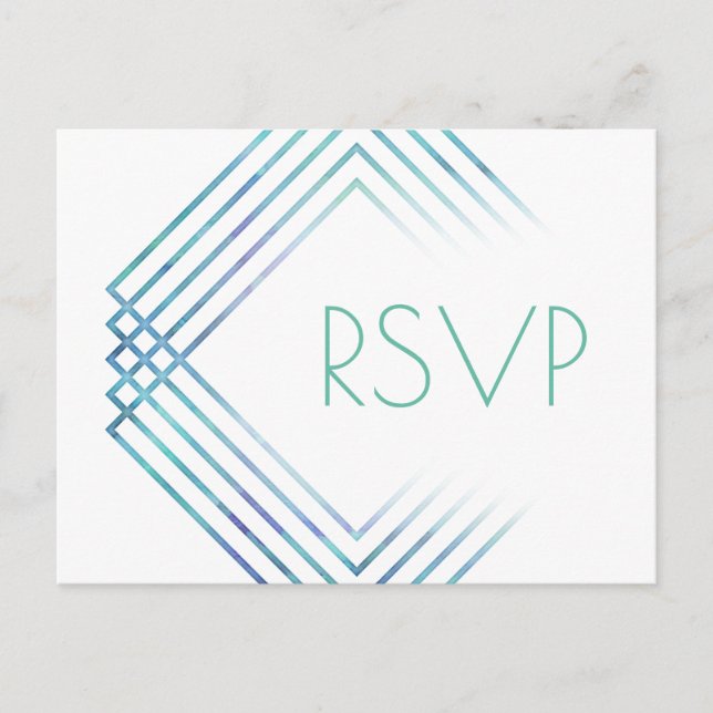 Modern Geometric Watercolor | Meal Choice RSVP Invitation Postcard (Front)