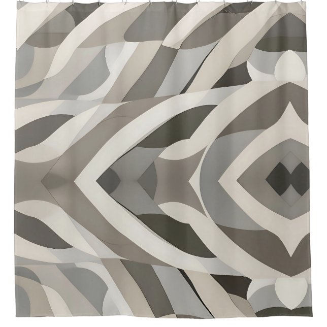 Modern Geometric Wave Patterned  Shower Curtain (Front)