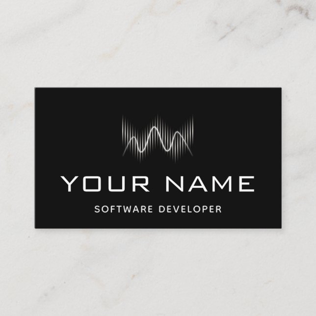 Modern Geometric Wave Software Developer Techno Business Card (Front)