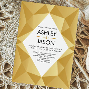 Modern Geometric Wedding Invitation in Gold