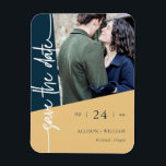 Modern Geometric Wedding Photo Save The Date Magnet<br><div class="desc">Announce your wedding in style with these modern geometric save-the-date magnets! These chic magnets feature a metallic finish and a trendy geometric design, perfect for adding a touch of modern flair to your wedding stationery. Personalize it with your favorite photo and wedding details for a unique keepsake your guests will...</div>