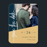 Modern Geometric Wedding Photo Save The Date Magnet<br><div class="desc">Announce your wedding in style with these modern geometric save-the-date magnets! These chic magnets feature a metallic finish and a trendy geometric design, perfect for adding a touch of modern flair to your wedding stationery. Personalize it with your favorite photo and wedding details for a unique keepsake your guests will...</div>