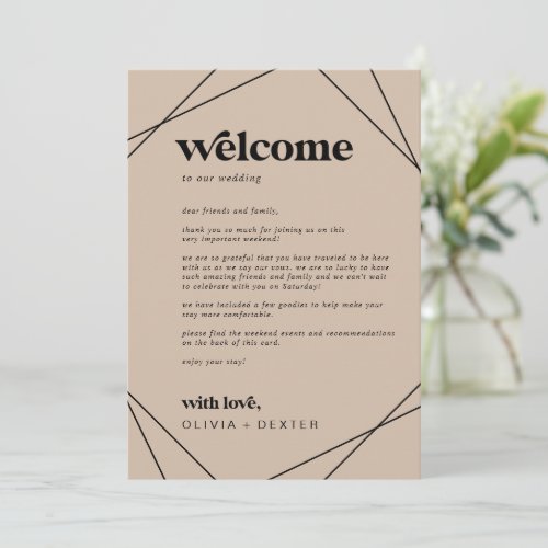 Modern Geometric Wedding Welcome Letter Itinerary