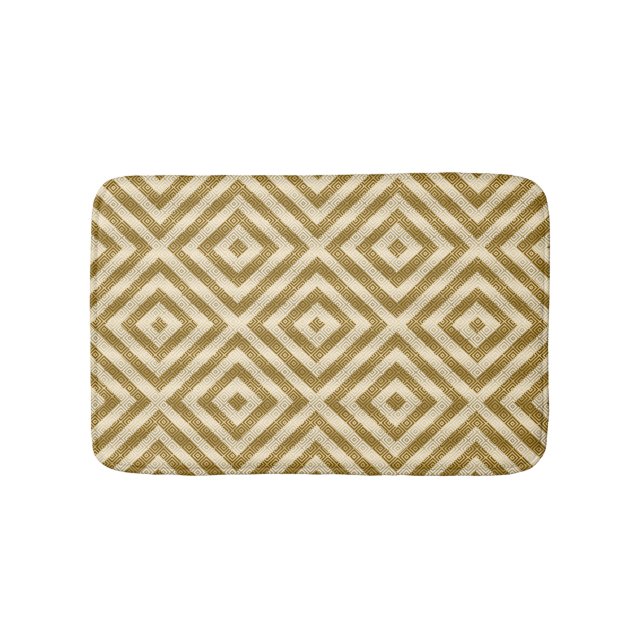 Modern Geometric White And Gold Seamless Pattern Bathroom Mat (Front)