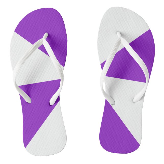 Modern Geometric White and Purple Pattern Flip Flops (Footbed)