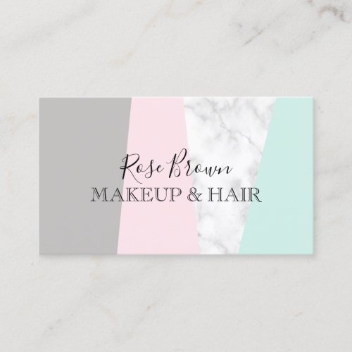Modern geometric white marble makeup  hair business card