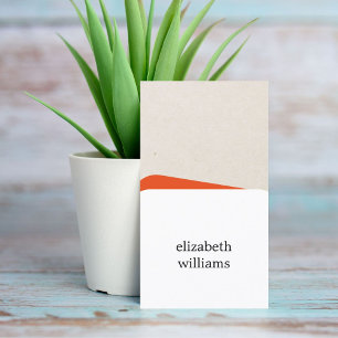 Modern Geometric White Orange Consultant Business Card