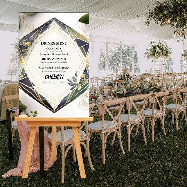 Modern Geometric with Small Flowers drinks menu Foam Board (Creator Uploaded)