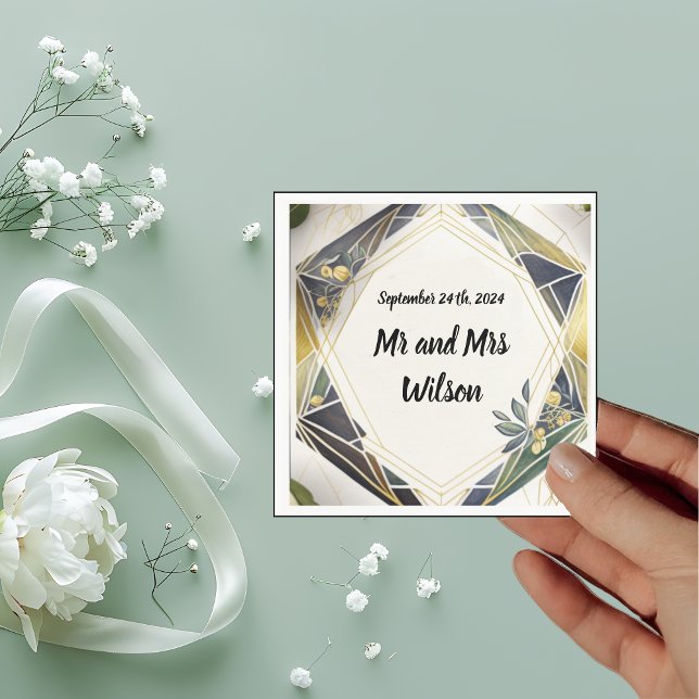 Modern Geometric with Small Flowers Wedding Napkins (Creator Uploaded)