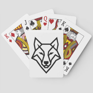 Modern Geometric Wolf Head Minimalist Line Art T-S Poker Cards