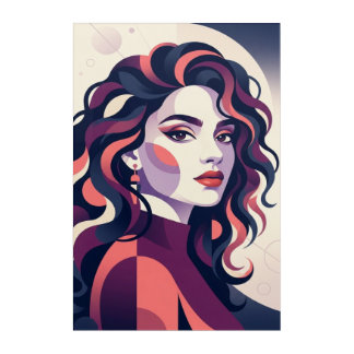 Modern Geometric Woman Portrait Acrylic Print